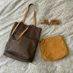 Suzi Porat Bag and Crossbody Set Bronze and Mustard